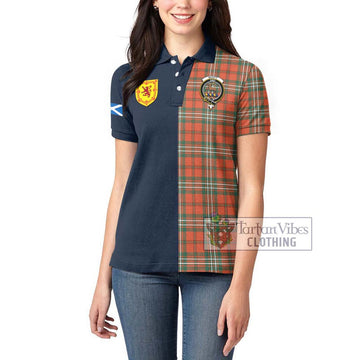 Scott Ancient Tartan Women's Polo Shirt Alba with Scottish Lion Royal Arm Half Style