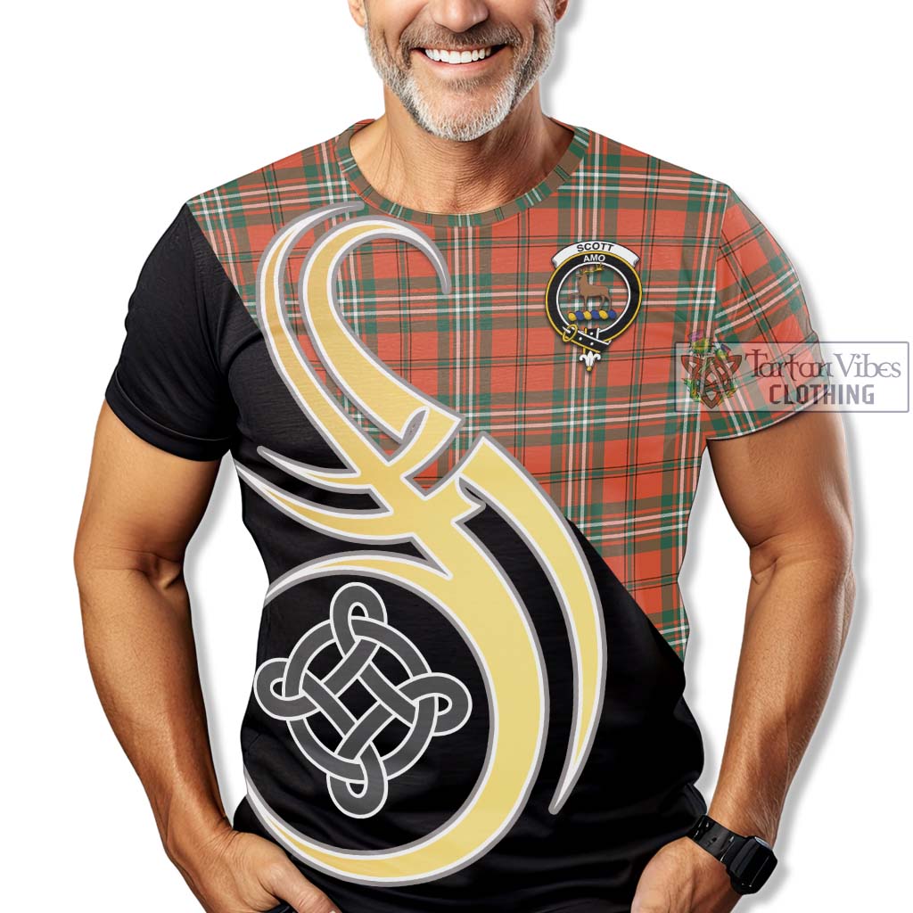 Tartan Vibes Clothing Scott Ancient Tartan T-Shirt with Family Crest and Celtic Symbol Style