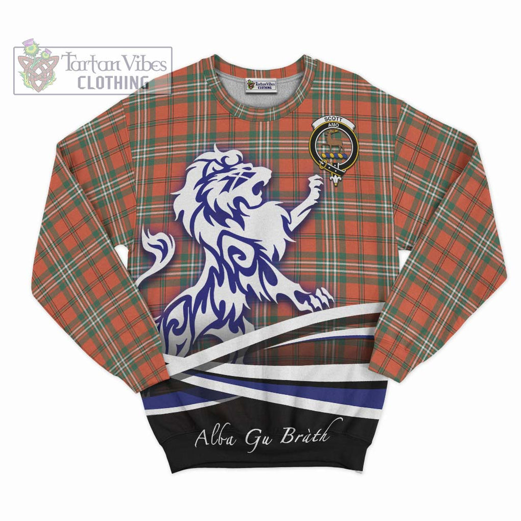 Scott Ancient Tartan Sweatshirt with Alba Gu Brath Regal Lion Emblem - Tartanvibesclothing Shop