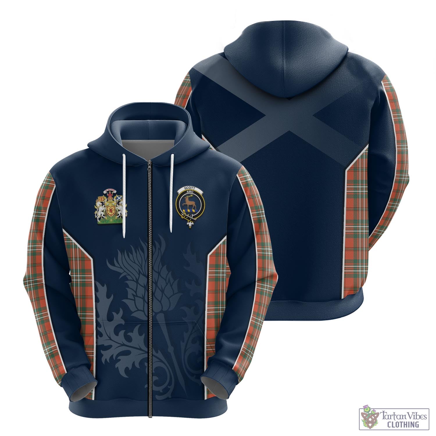 Tartan Vibes Clothing Scott Ancient Tartan Hoodie with Family Crest and Scottish Thistle Vibes Sport Style