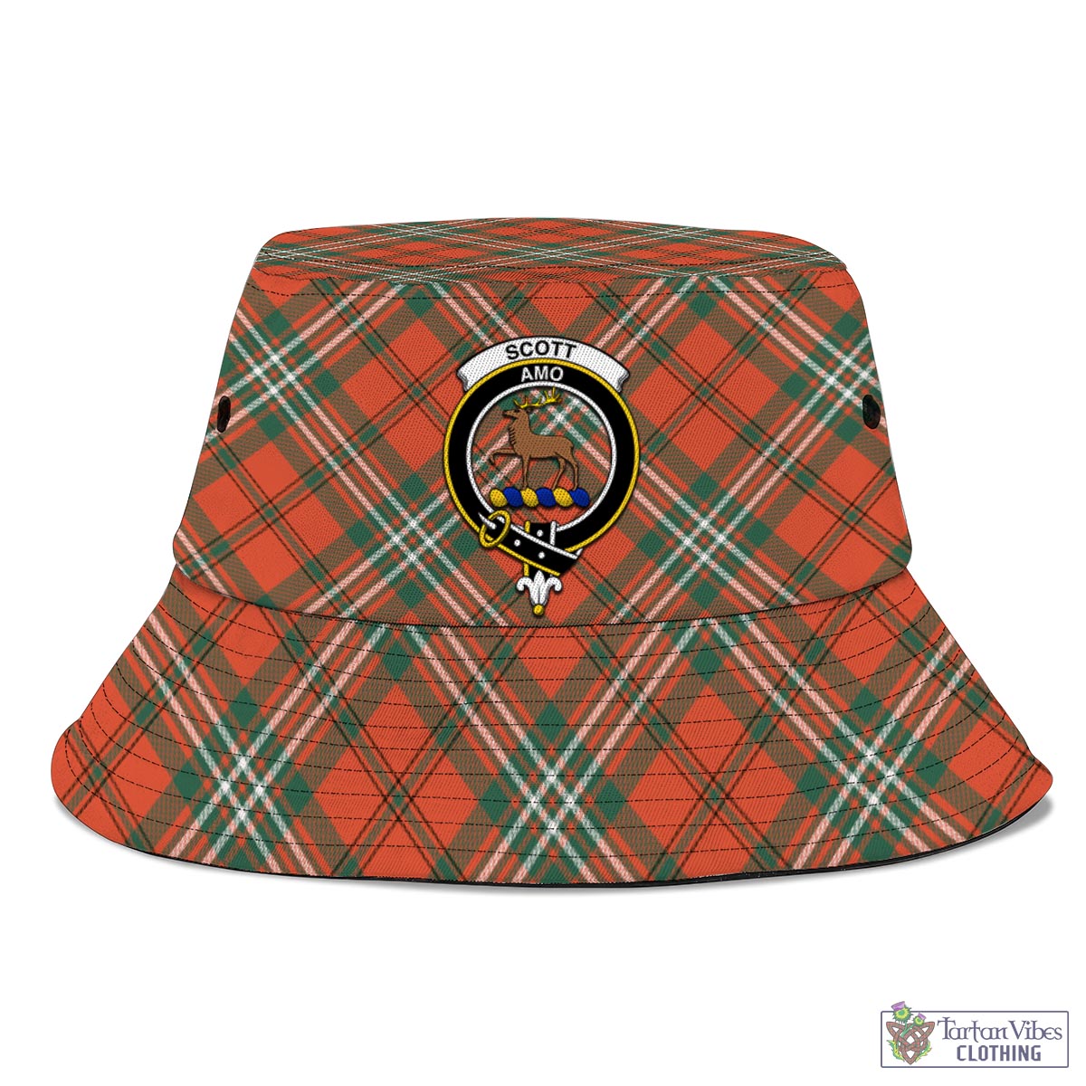 Tartan Vibes Clothing Scott Ancient Tartan Bucket Hat with Family Crest