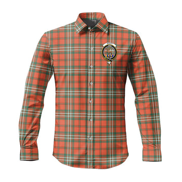 Scott Ancient Tartan Long Sleeve Button Up Shirt with Family Crest