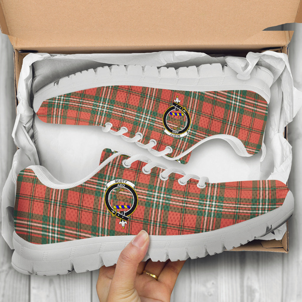 Scott Ancient Tartan Sneakers with Family Crest - Tartan Vibes Clothing