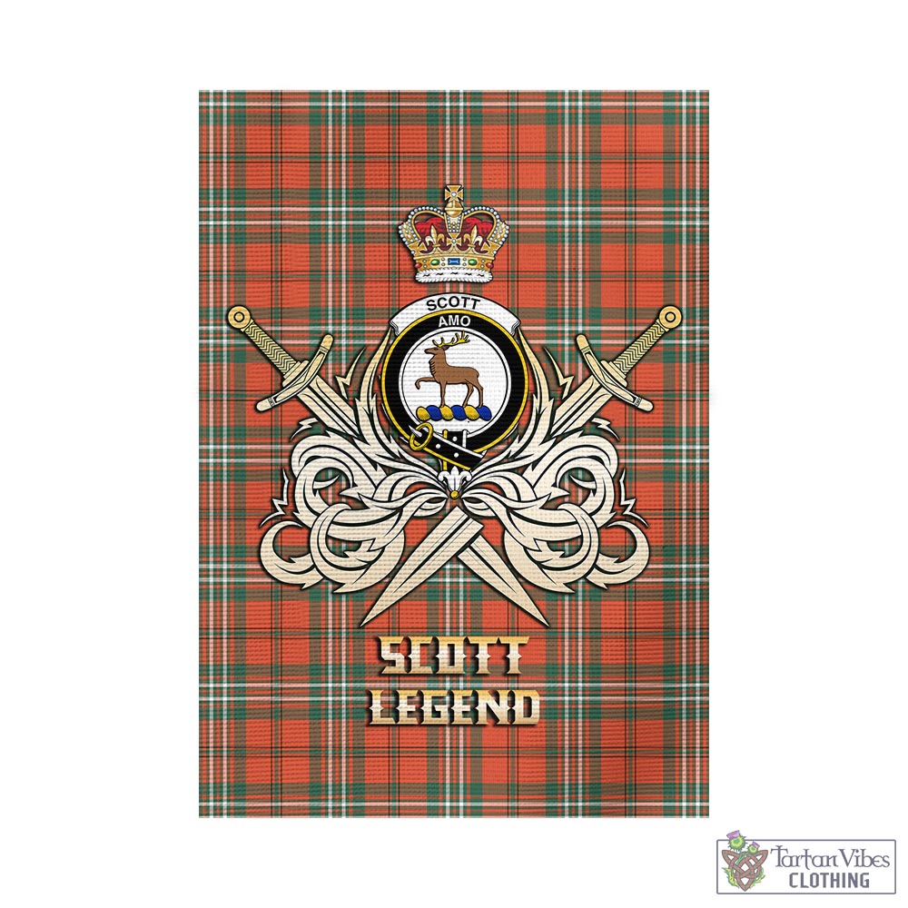 Tartan Vibes Clothing Scott Ancient Tartan Flag with Clan Crest and the Golden Sword of Courageous Legacy