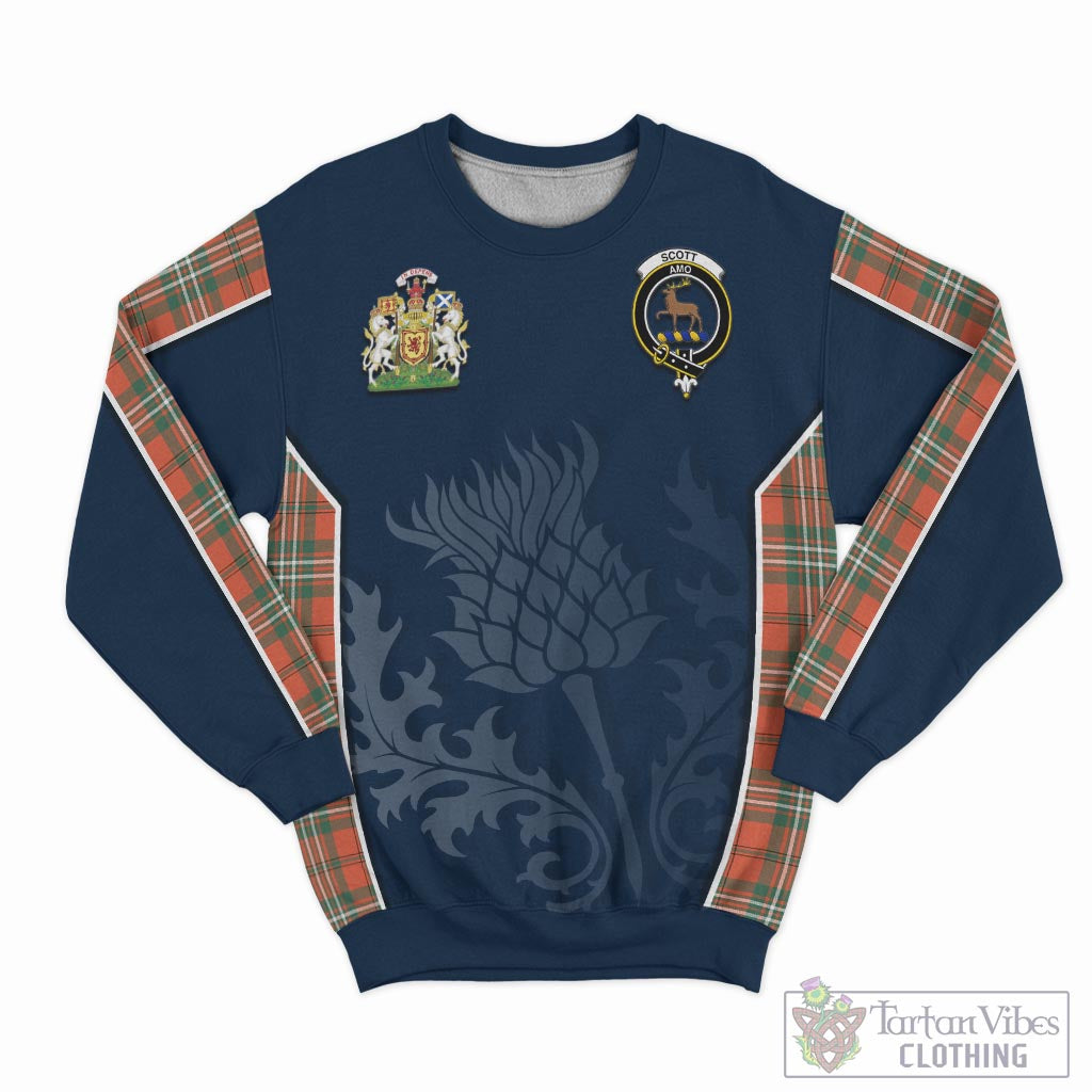 Tartan Vibes Clothing Scott Ancient Tartan Sweatshirt with Family Crest and Scottish Thistle Vibes Sport Style