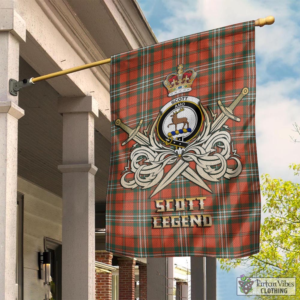 Tartan Vibes Clothing Scott Ancient Tartan Flag with Clan Crest and the Golden Sword of Courageous Legacy