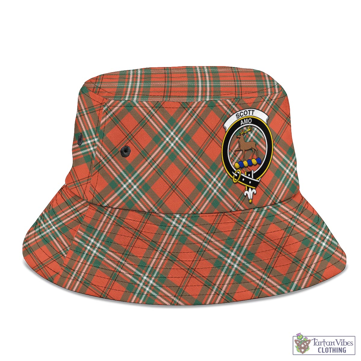 Tartan Vibes Clothing Scott Ancient Tartan Bucket Hat with Family Crest