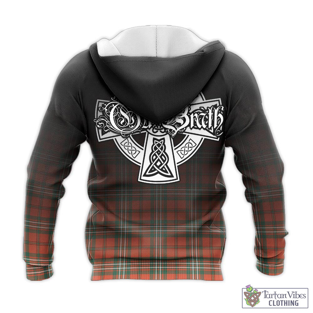 Tartan Vibes Clothing Scott Ancient Tartan Knitted Hoodie Featuring Alba Gu Brath Family Crest Celtic Inspired