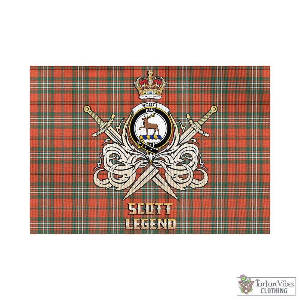 Tartan Vibes Clothing Scott Ancient Tartan Flag with Clan Crest and the Golden Sword of Courageous Legacy