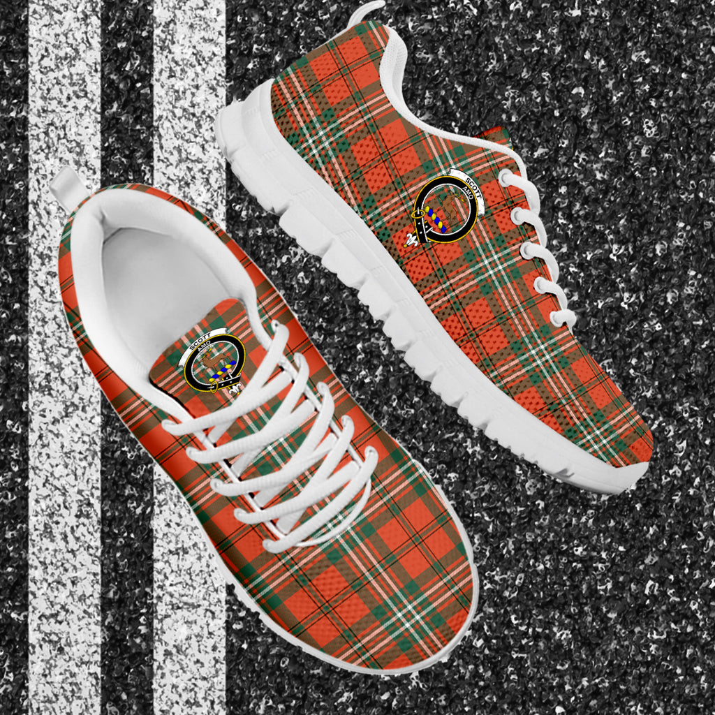 Scott Ancient Tartan Sneakers with Family Crest - Tartan Vibes Clothing