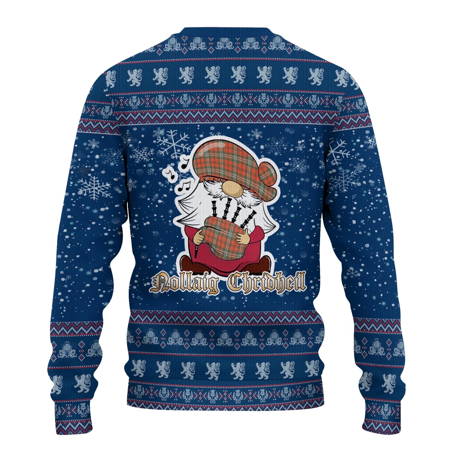 Scott Ancient Clan Christmas Family Knitted Sweater with Funny Gnome Playing Bagpipes - Tartanvibesclothing