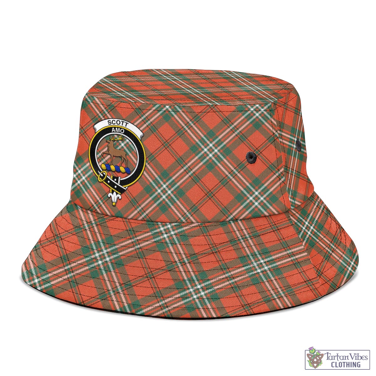 Tartan Vibes Clothing Scott Ancient Tartan Bucket Hat with Family Crest