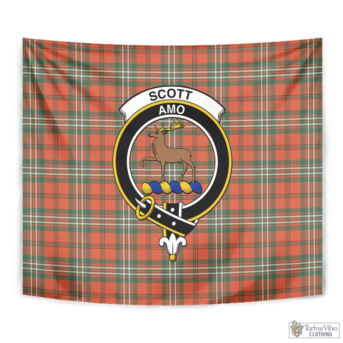 Tartan Vibes Clothing Scott Ancient Tartan Tapestry Wall Hanging and Home Decor for Room with Family Crest