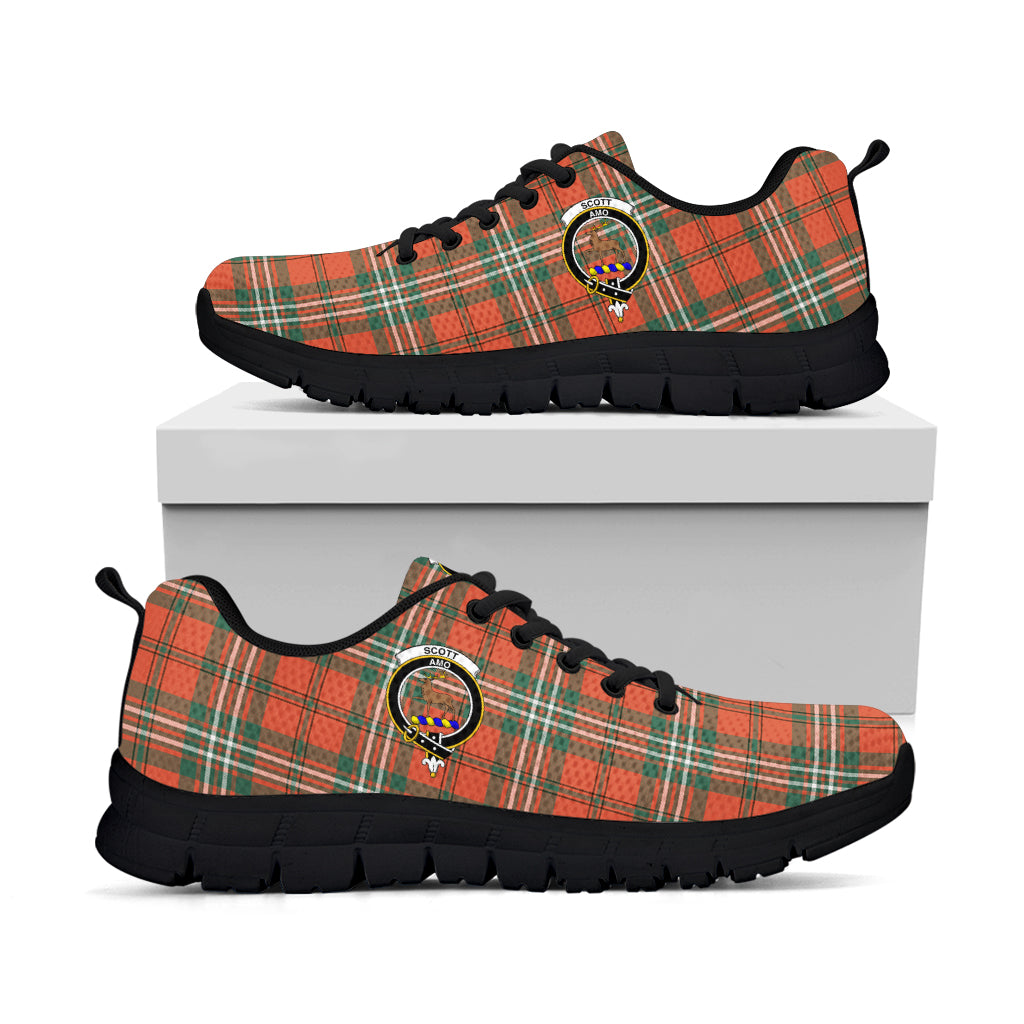 Scott Ancient Tartan Sneakers with Family Crest - Tartan Vibes Clothing