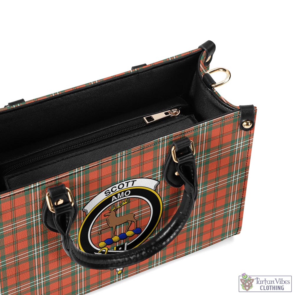 Tartan Vibes Clothing Scott Ancient Tartan Luxury Leather Handbags with Family Crest