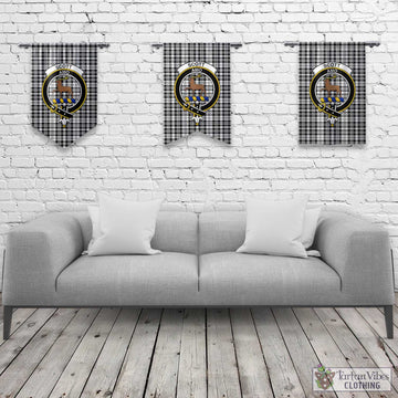 Scott Black White Tartan Gonfalon, Tartan Banner with Family Crest