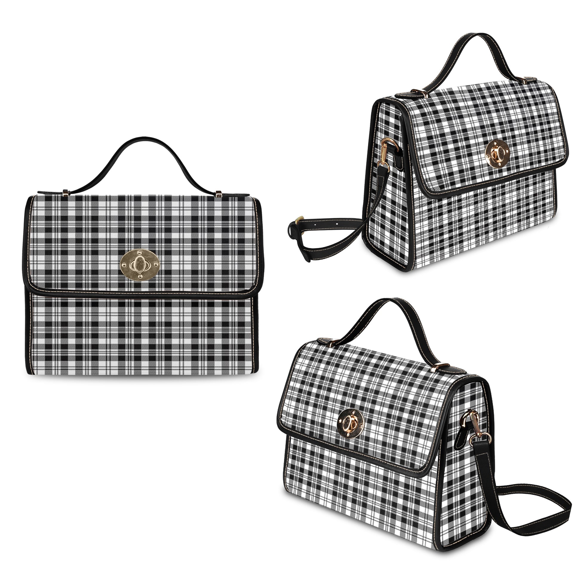 scott-black-white-tartan-leather-strap-waterproof-canvas-bag