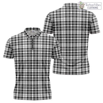 Scott Black White Tartan Zipper Polo Shirt