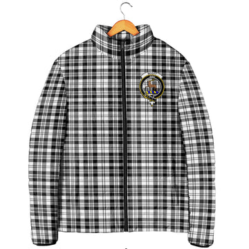 Scott Black White Tartan Padded Jacket with Family Crest