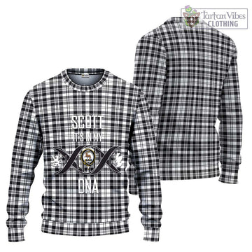 Scott Black White Tartan Ugly Sweater with Family Crest DNA In Me Style