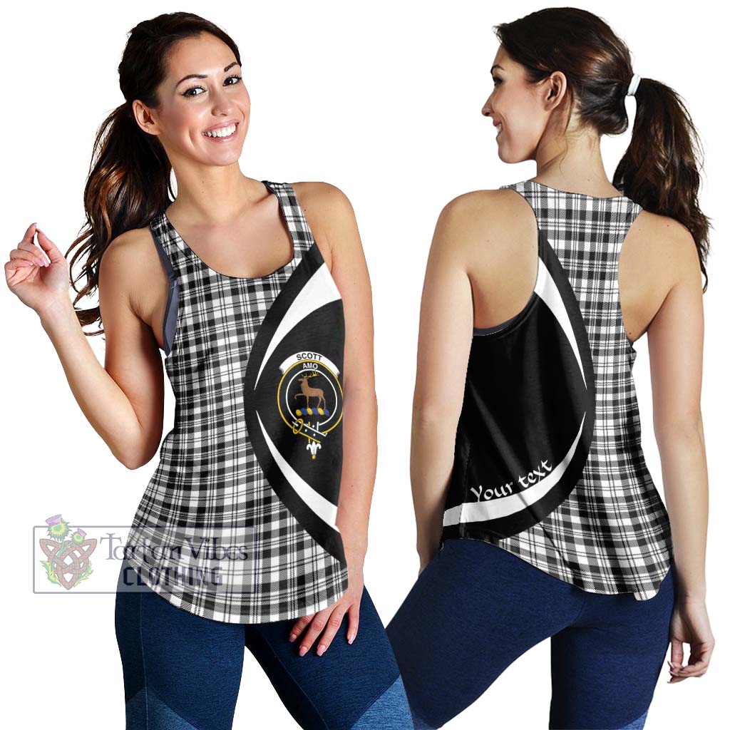 Scott Black White Tartan Women's Racerback Tanks with Family Crest Circle Style 4XL - Tartan Vibes Clothing