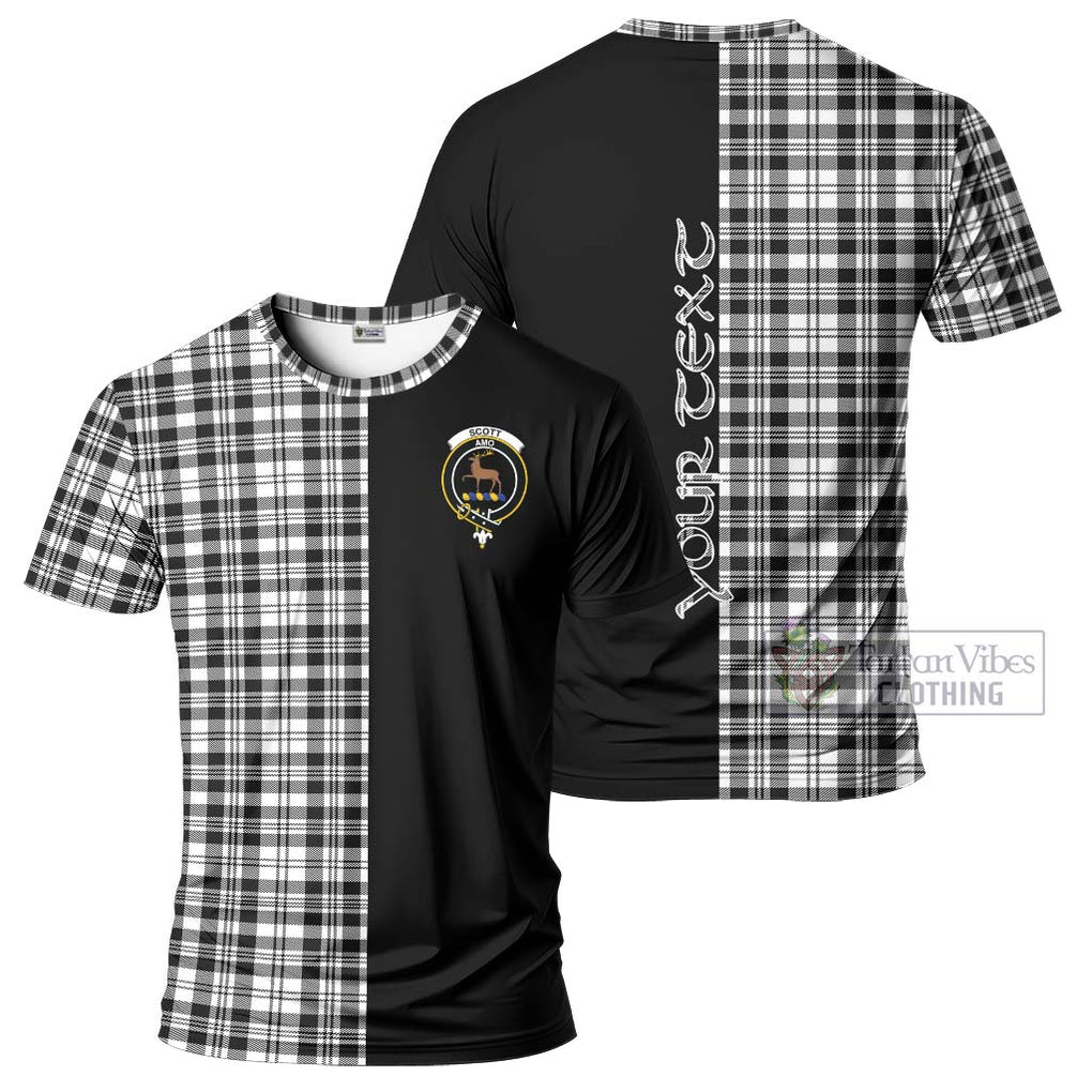 Scott Black White Tartan T-Shirt with Family Crest and Half Of Me Style Kid's Shirt - Tartanvibesclothing Shop