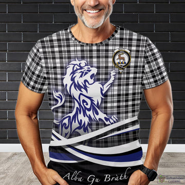 Scott Black White Tartan T-Shirt with Alba Gu Brath Regal Lion Emblem