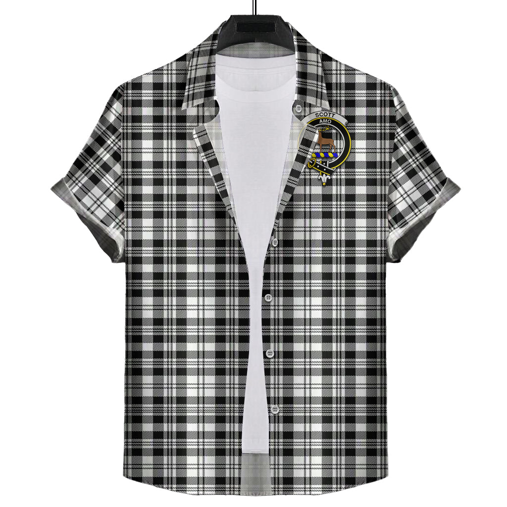 scott-black-white-tartan-short-sleeve-button-down-shirt-with-family-crest