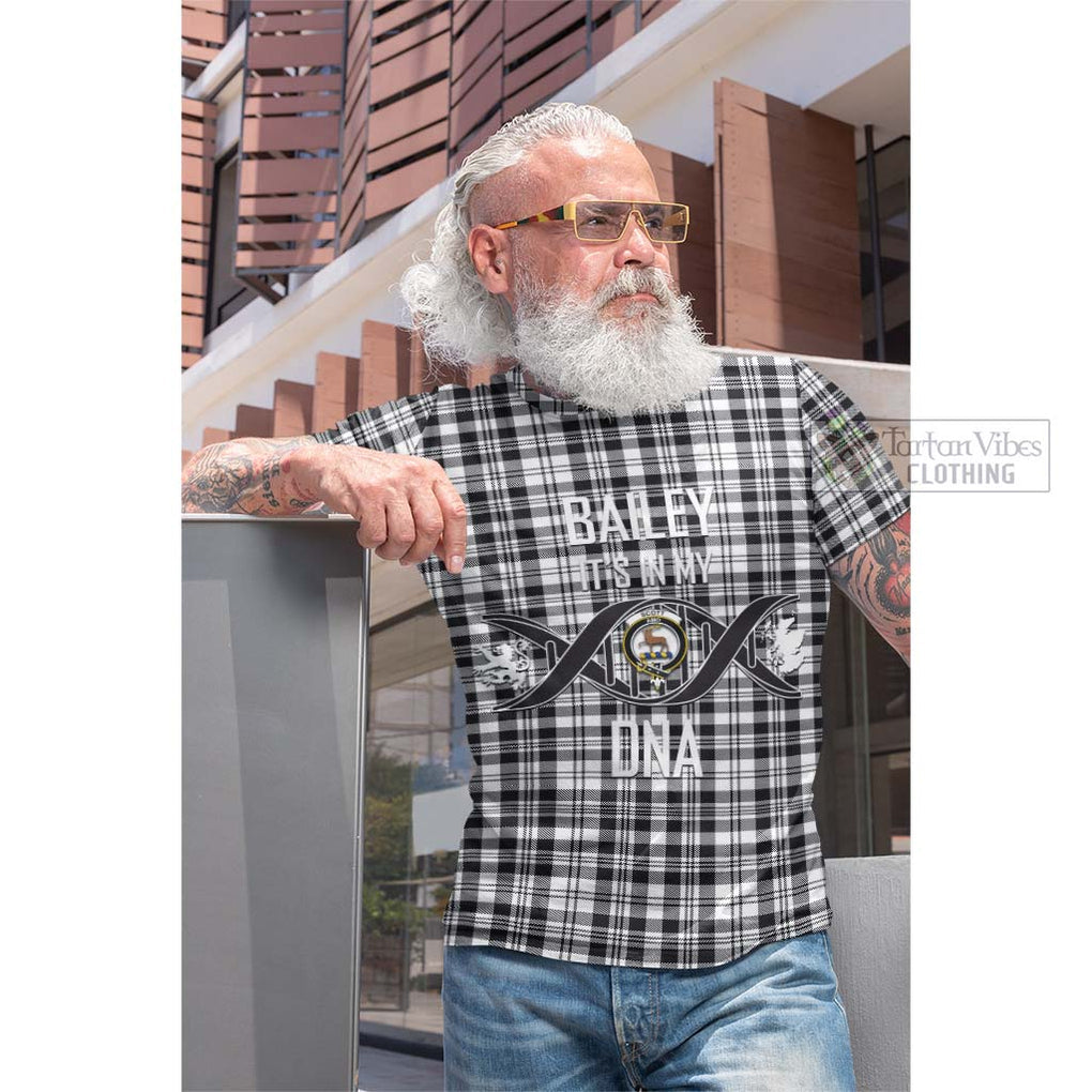 Tartan Vibes Clothing Scott Black White Tartan Cotton T-shirt with Family Crest DNA In Me Style