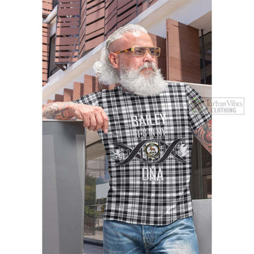 Scott Black White Tartan Cotton T-shirt with Family Crest DNA In Me Style