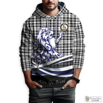 Scott Black White Tartan Hoodie with Alba Gu Brath Regal Lion Emblem