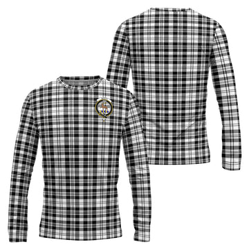 Scott Black White Tartan Long Sleeve T-Shirt with Family Crest