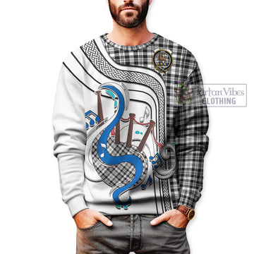 Scott Black White Tartan Sweatshirt with Epic Bagpipe Style