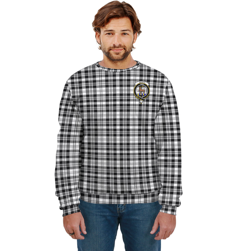 Scott Black White Tartan Sweatshirt with Family Crest Unisex - Tartan Vibes Clothing