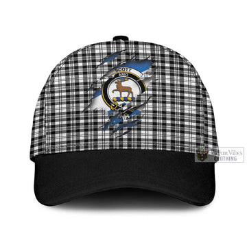 Scott Black White Tartan Classic Cap with Family Crest In Me Style