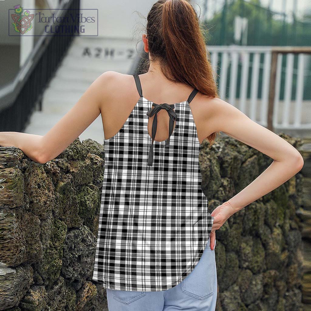 Tartan Vibes Clothing Scott Black White Tartan Loose Halter Neck Camisole