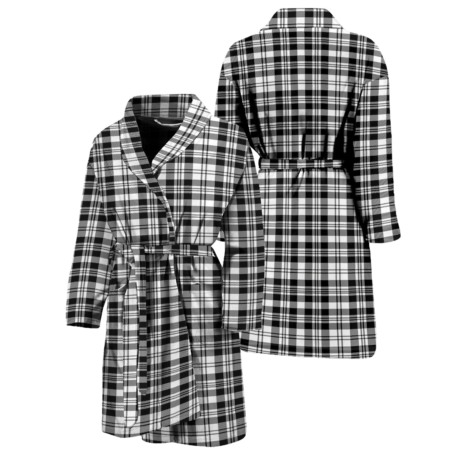 Scott Black White Tartan Bathrobe Unisex M - Tartan Vibes Clothing