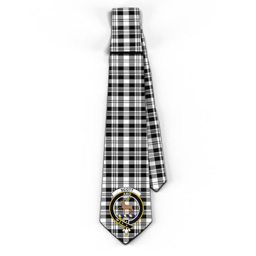 Scott Black White Tartan Classic Necktie with Family Crest