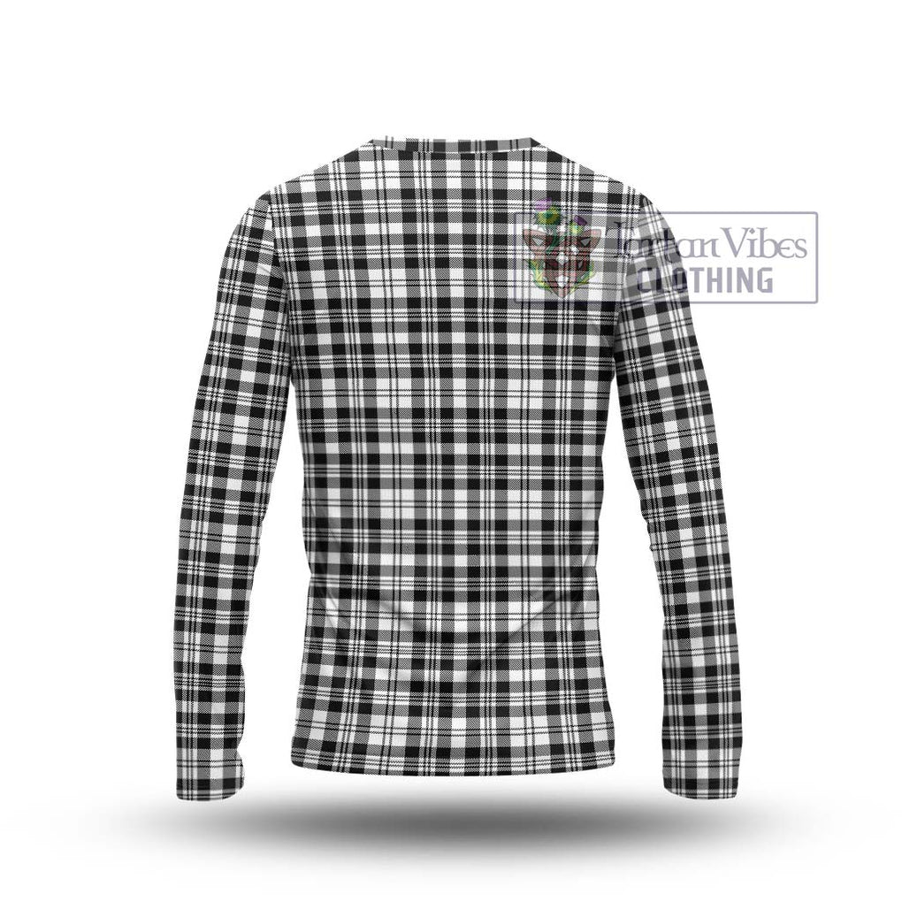 Scott Black White Tartan Long Sleeve T-Shirt with Family Crest DNA In Me Style - Tartanvibesclothing Shop