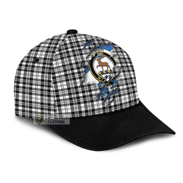 Scott Black White Tartan Classic Cap with Family Crest In Me Style