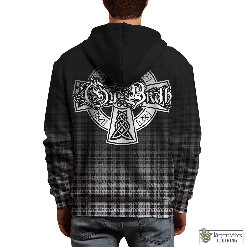 Tartan Vibes Clothing Scott Black White Tartan Hoodie Featuring Alba Gu Brath Family Crest Celtic Inspired