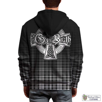 Scott Black White Tartan Hoodie Featuring Alba Gu Brath Family Crest Celtic Inspired