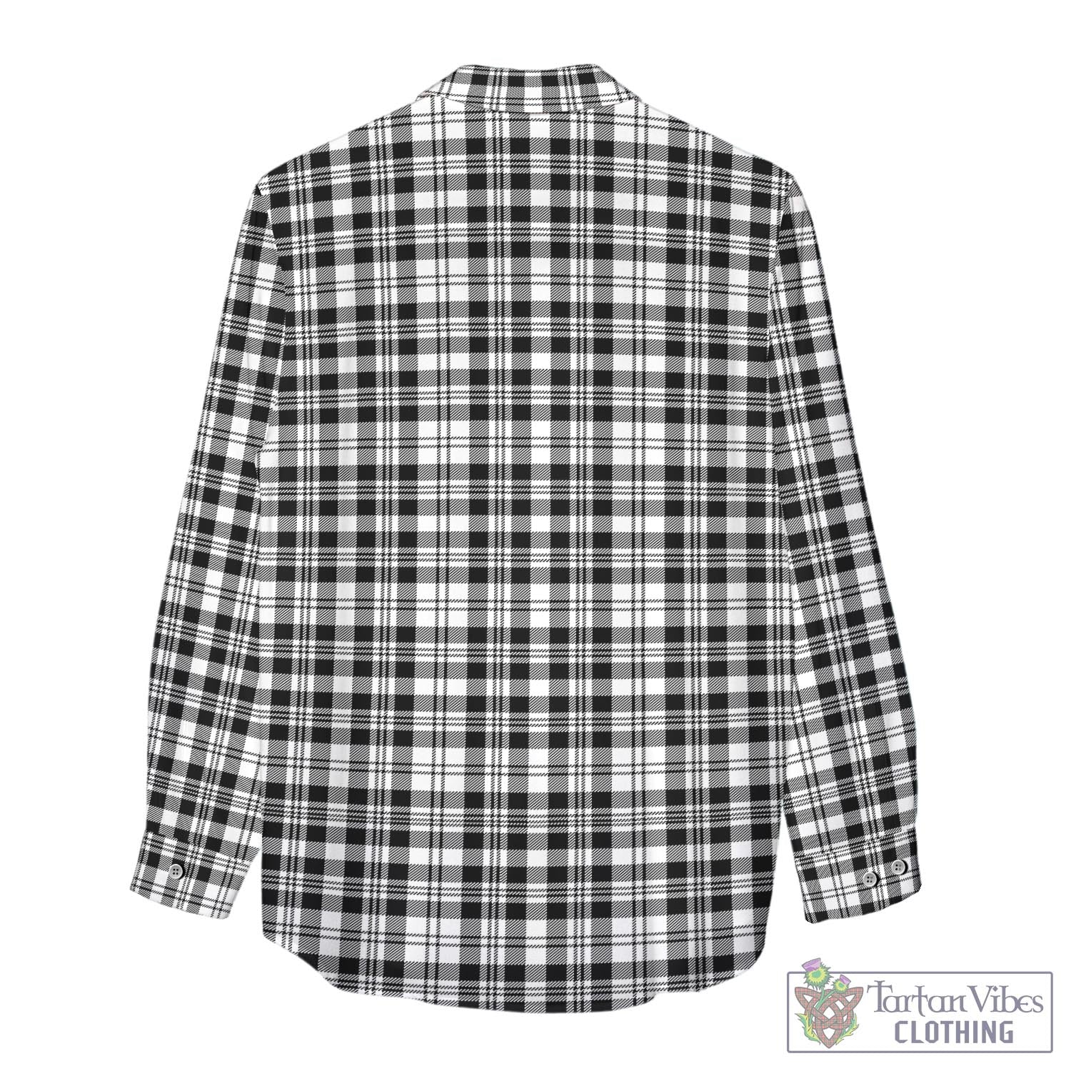 Tartan Vibes Clothing Scott Black White Tartan Womens Casual Shirt with Family Crest