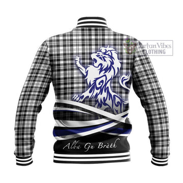 Scott Black White Tartan Baseball Jacket with Alba Gu Brath Regal Lion Emblem