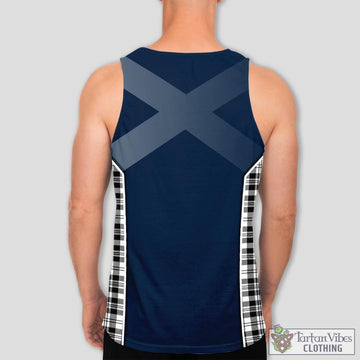 Scott Black White Tartan Men's Tanks Top with Family Crest and Scottish Thistle Vibes Sport Style