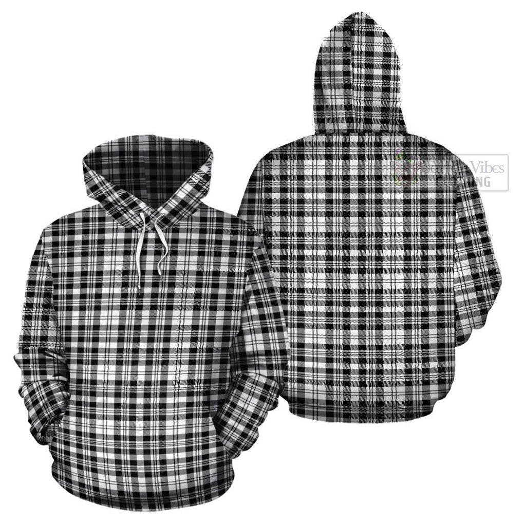 Scott Black White Tartan Cotton Hoodie Pullover Hoodie - Tartan Vibes Clothing