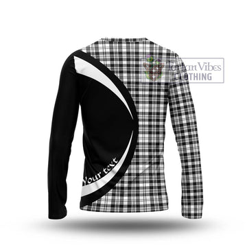 Scott Black White Tartan Long Sleeve T-Shirt with Family Crest Circle Style