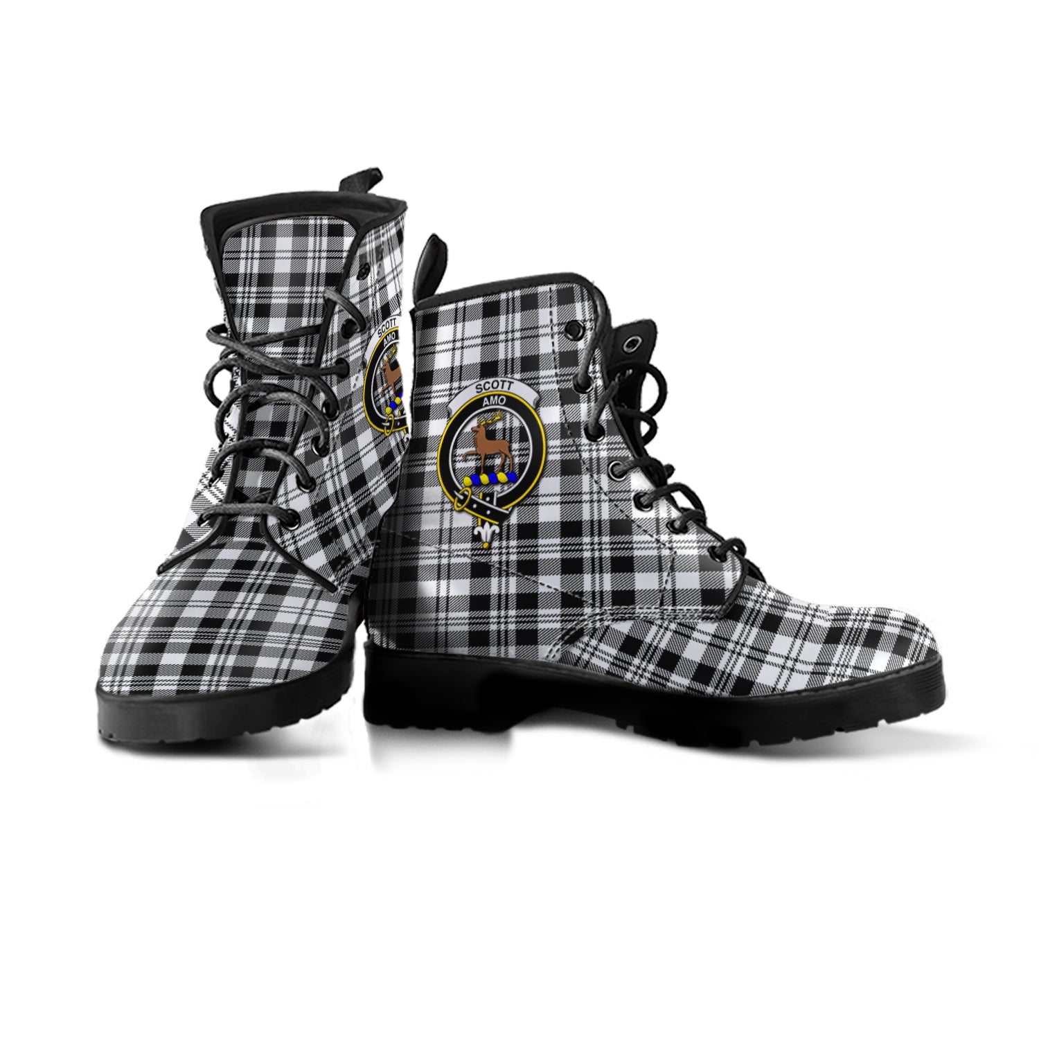 scott-black-white-tartan-leather-boots-with-family-crest