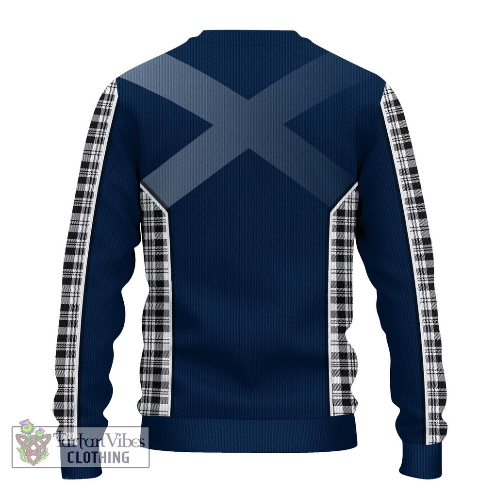 Scott Black White Tartan Knitted Sweater with Family Crest and Lion Rampant Vibes Sport Style - Tartan Vibes Clothing