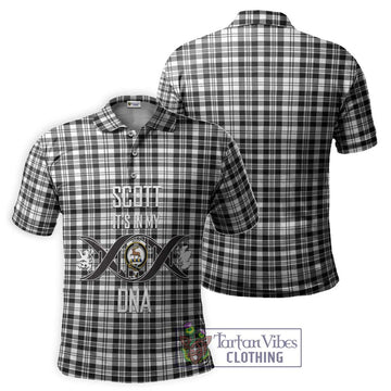 Scott Black White Tartan Polo Shirt with Family Crest DNA In Me Style